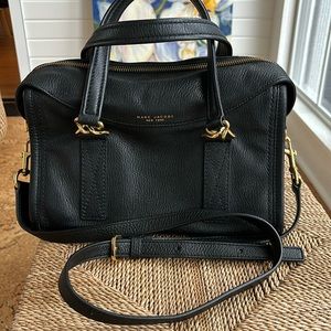 MARC JACOBS Wellington Leather Satchel black pebbled leather handbag